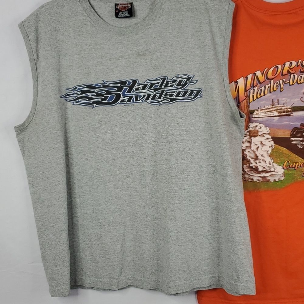 VINTAGE HARLEY DAVIDSON 2001 2003 GRAY ORANGE TSHIRT MUSCLE SHIRT SHIRTS L XL - Picture 4 of 16